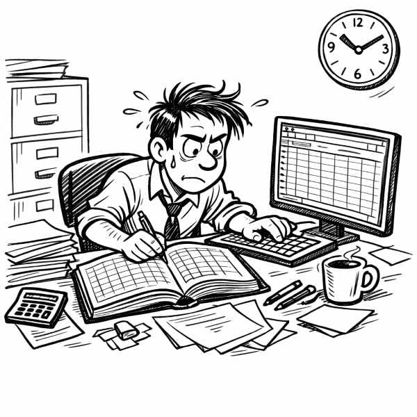 Office Employee Entering Data Manually