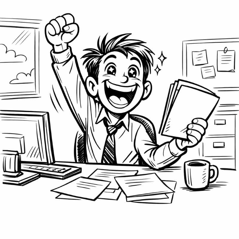 Office Employee Happy at Finding Files